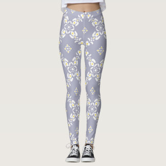 Grijze patronen bladeren bloemen leggings
