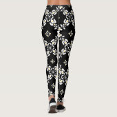 Grijze patronen bladeren bloemen leggings (Achterkant)