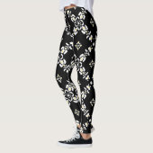 Grijze patronen bladeren bloemen leggings (Links)