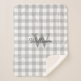 Grijze patroonmandje sherpa deken