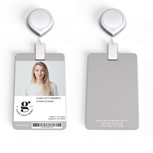 Grijze personeelsfoto ID-badge met streepjescode Badge