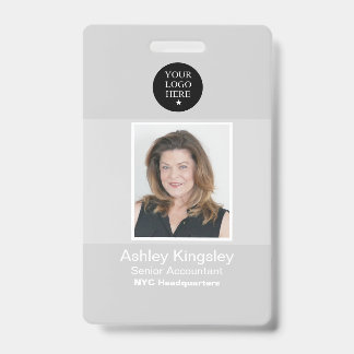 Grijze personeelsfotobadge Bedrijfsbarcode Badge