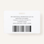 Grijze persoonlijke foto, Logo, streepjescode werk Badge (Achterkant)