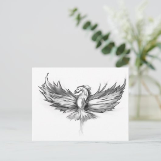 Grijze Phoenix Rising Briefkaart (Staand voorkant)