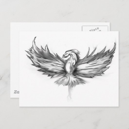 Grijze Phoenix Rising Briefkaart (Voorkant / Achterkant)