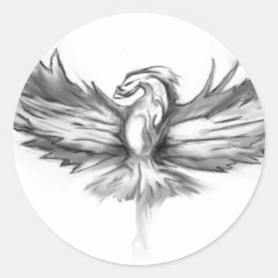 Grijze Phoenix Rising Ronde Sticker