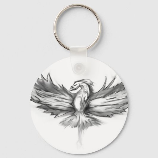 Grijze Phoenix Rising Sleutelhanger (Voorkant)