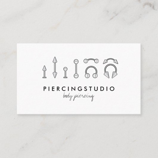 Grijze Piercing Tattoo Studio Visitekaartje (Voorkant)
