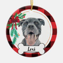 Grijze Pitbull Dog Ornament