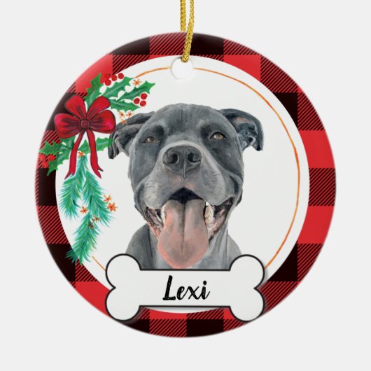 Grijze Pitbull Dog Ornament (Voorkant)