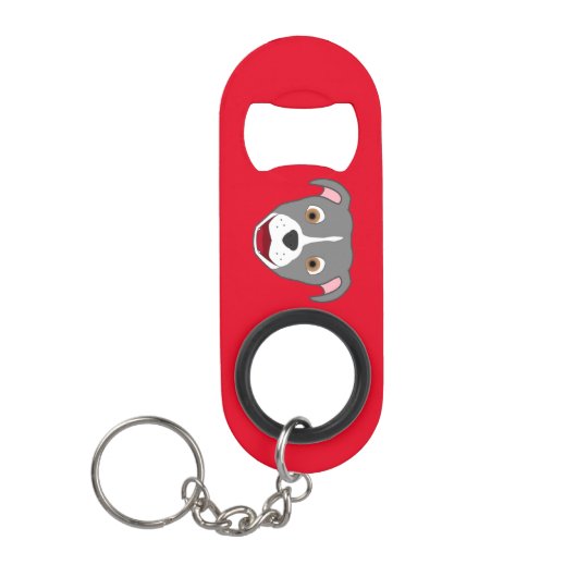 Grijze Pitbull Face met White Blaze Sleutelhanger Flessenopener (Voorkant)