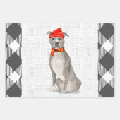 Grijze Pitbull Staffordishire Kersthond Plaid Inpakpapier Vel (Voorkant)