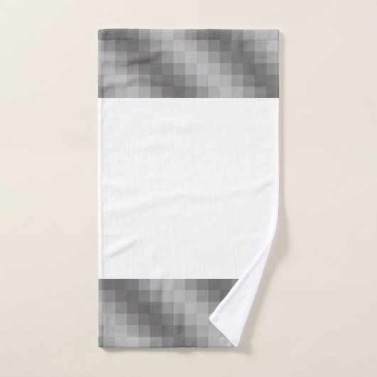 Grijze Pixel Graphic op Witte Badkamer Handdoeken (Handdoek)