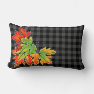 Grijze plaat met Herfst Maple Leaves Kussen