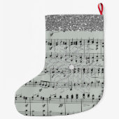 Grijze plaat Muziek Silver Snowflake Faux Glitter Grote Kerstsok (Achterkant)