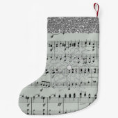 Grijze plaat Muziek Silver Snowflake Faux Glitter Kleine Kerstsok (Achterkant)