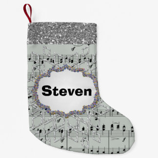 Grijze plaat Muziek Silver Snowflake Faux Glitter Kleine Kerstsok