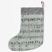 Grijze plaat Muziek Silver Snowflake Faux Glitter Kleine Kerstsok (Achterkant)