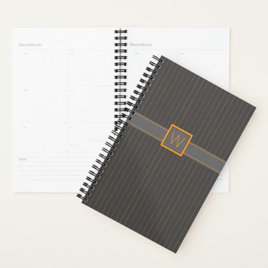 Grijze planner met oranje strepen (Display)