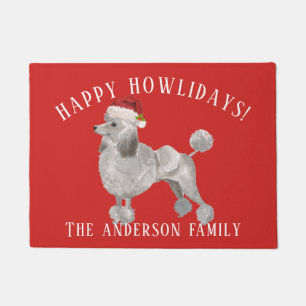 Grijze poedel Happy Howlidays Kerstmis Deurmat