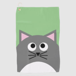 Grijze poes kat golfhanddoek