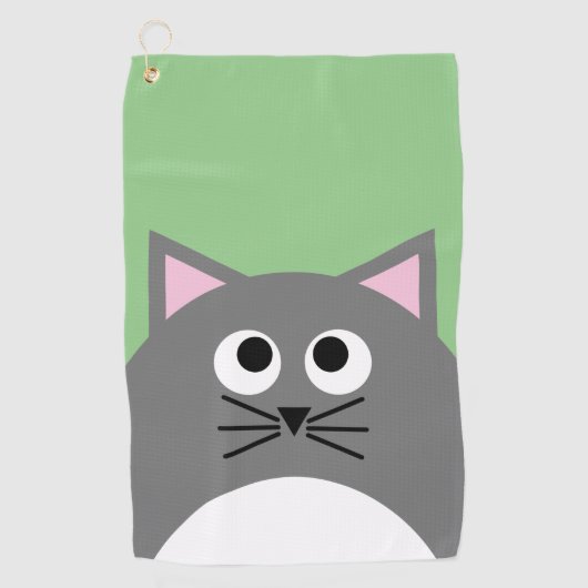 Grijze poes kat golfhanddoek (Voorkant)
