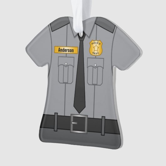 Grijze politiefunctionaris Uniform gepersonaliseer Ornament (voorkant)