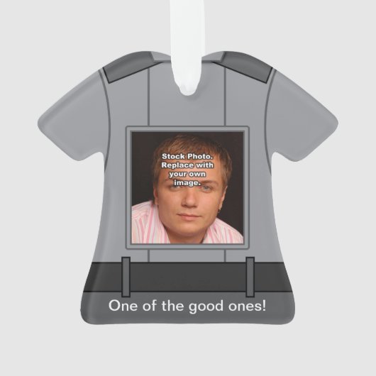 Grijze politiefunctionaris Uniform gepersonaliseer Ornament (achterkant)