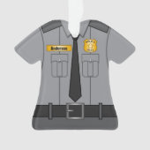Grijze politiefunctionaris Uniform gepersonaliseer Ornament (voorkant)