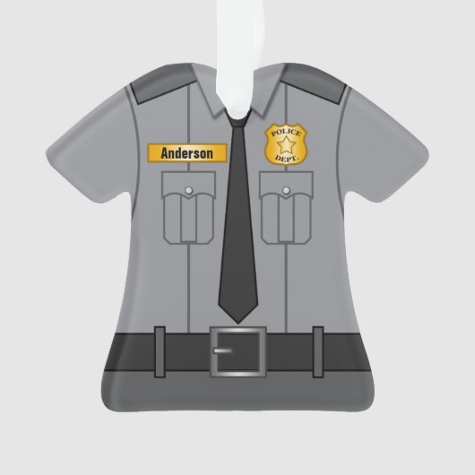 Grijze politiefunctionaris Uniform gepersonaliseer Ornament (voorkant)