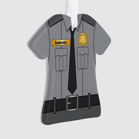 Grijze politiefunctionaris Uniform gepersonaliseer Ornament (voorkant)