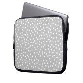 grijze polka dot laptop sleeve (Voorkant Links)