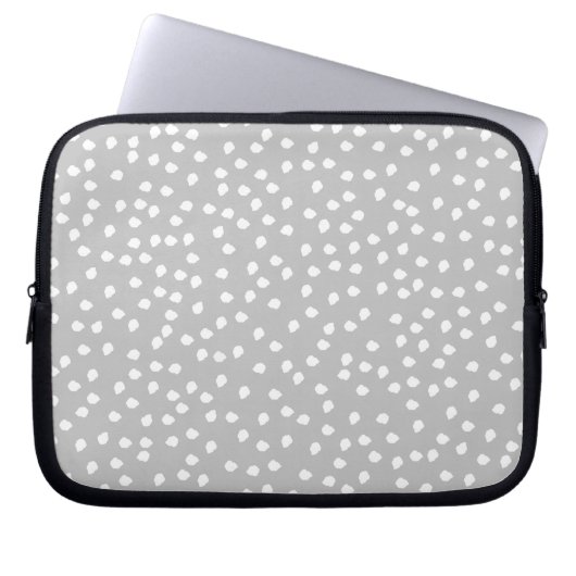 grijze polka dot laptop sleeve (Voorkant)