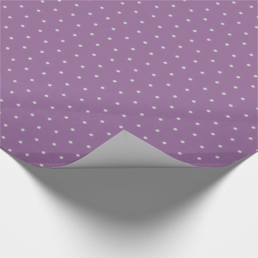 Grijze Polka Dots op Paarse achtergrond Cadeaupapier (Hoek)