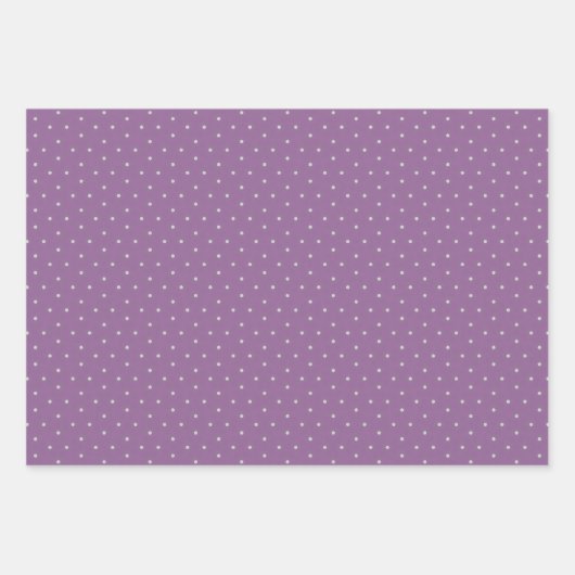Grijze Polka Dots op Paarse achtergrond Inpakpapier Vel (Voorkant 3)