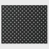 Grijze polka kruist zwart cadeaupapier (Vlak)