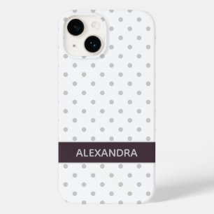 Grijze polka stippen met stoffige pruim paarse ban Case-Mate iPhone 14 hoesje