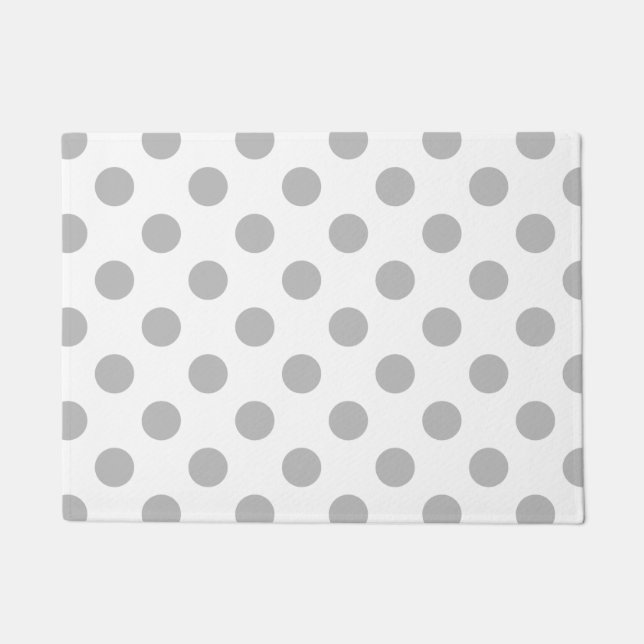 Grijze polka-stippen op wit deurmat (Voorkant)