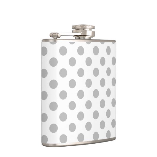 Grijze polka-stippen op wit heupfles (Rechts)