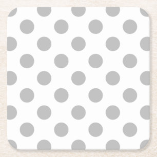Grijze polka-stippen op wit kartonnen onderzetters