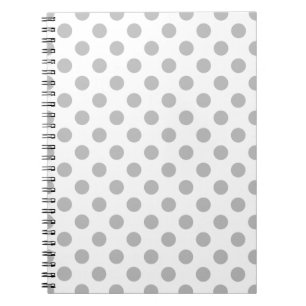 Grijze polka-stippen op wit notitieboek