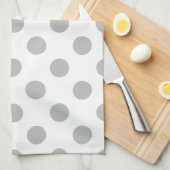 Grijze polka-stippen op wit theedoek (Quarter Fold)