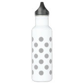 Grijze polka-stippen op wit waterfles  (Links)