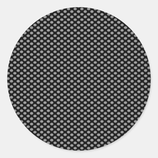 Grijze Polka stippen op zwart Ronde Sticker (Voorkant)