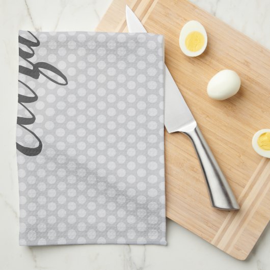 Grijze polka stippen trendy theedoek (Quarter Fold)