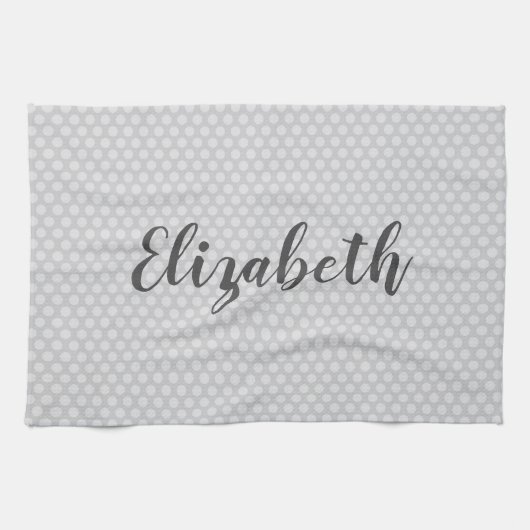 Grijze polka stippen trendy theedoek (Horizontaal)