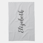 Grijze polka stippen trendy theedoek (Verticaal)