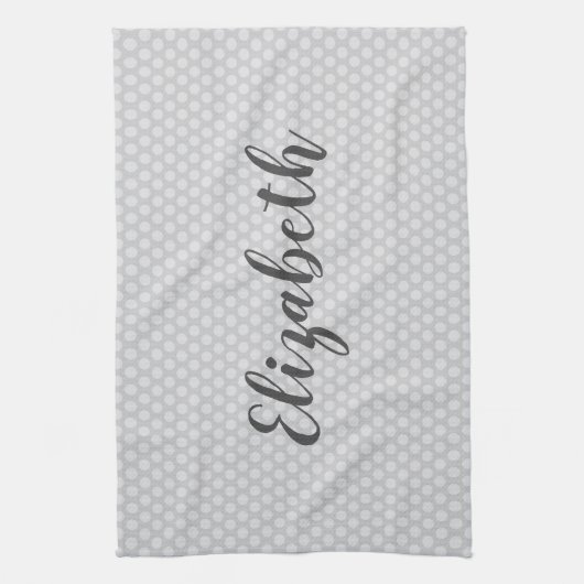 Grijze polka stippen trendy theedoek (Verticaal)