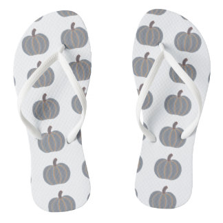 Grijze Pompoenen Oranje Afwerking Herfst FlipFlops Teenslippers