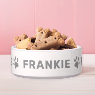 Grijze Pootafdruk Monogram Huisdierenaam Voerbakje